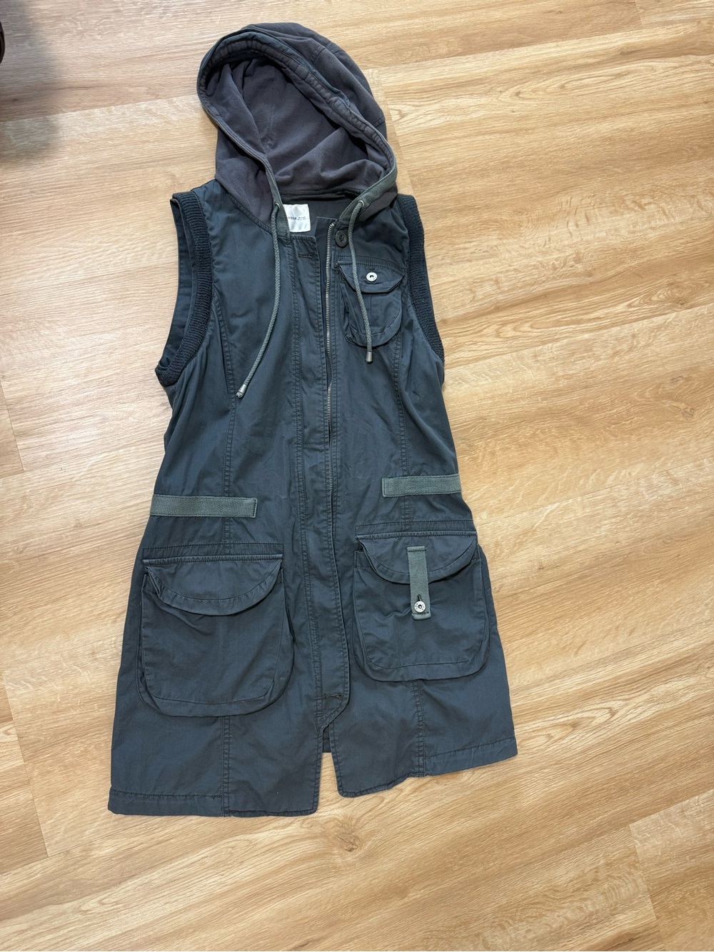 BASIC HOUSE Black Cotton long Vest Jacket